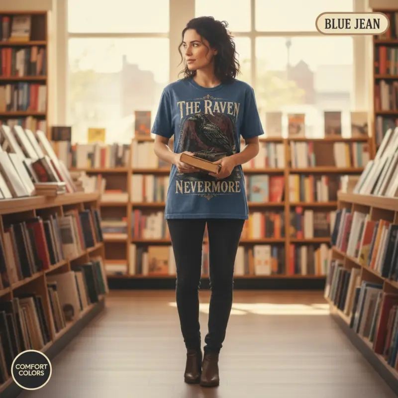 the raven nevermore t shirt creative female blue jean