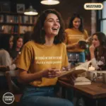 Mustard Comfort Colors garment-dyed t-shirt with "To Read or Not to Read" Shakespeare parody typography, worn by a woman at a book club