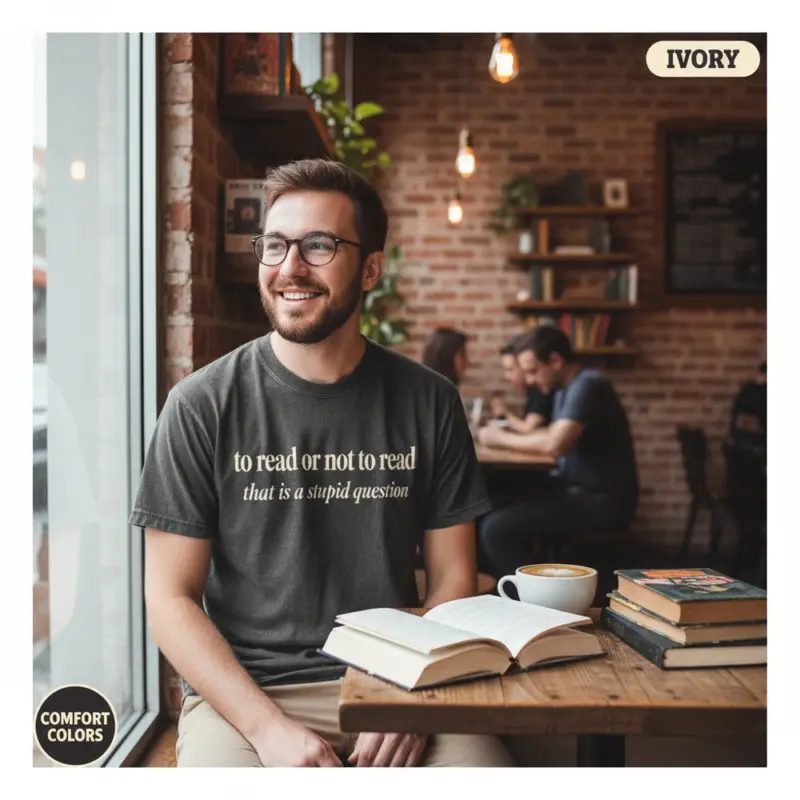 to read or not to read funny shakespeare garment dyed t shirt classic literature bookish tee coffee shop male ivory