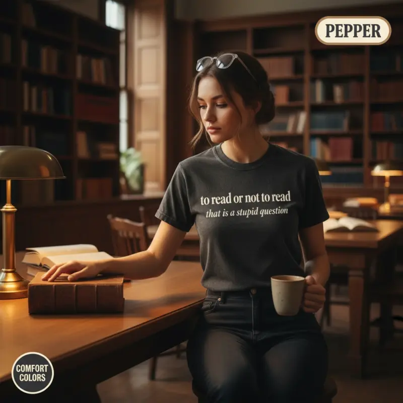 to read or not to read funny shakespeare garment dyed t shirt classic literature bookish tee library female pepper