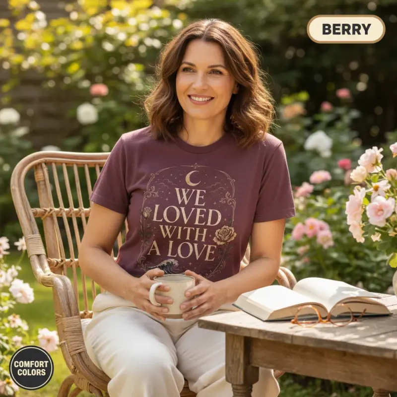 we loved with a love t shirt mature female berry