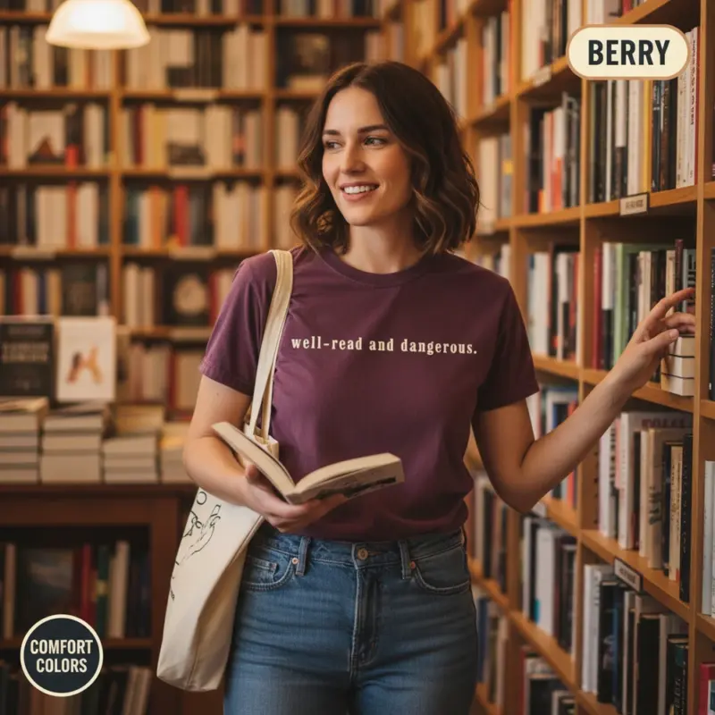 well read and dangerous banned books garment dyed t shirt bookish statement tee bookstore female mid berry
