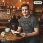 when it rains it poes t shirt coffee shop male pepper